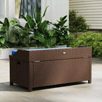 Outdoor Wicker Storage Bench with Storage & Cushion