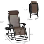 Outdoor Rocking Chairs, Foldable Reclining Zero Gravity Lounge Rocker with Pillow, Cup & Phone Holder, Combo Design with Folding Legs