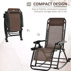 Outdoor Rocking Chairs, Foldable Reclining Zero Gravity Lounge Rocker with Pillow, Cup & Phone Holder, Combo Design with Folding Legs