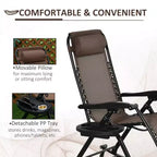 Outdoor Rocking Chairs, Foldable Reclining Zero Gravity Lounge Rocker with Pillow, Cup & Phone Holder, Combo Design with Folding Legs