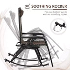 Outdoor Rocking Chairs, Foldable Reclining Zero Gravity Lounge Rocker with Pillow, Cup & Phone Holder, Combo Design with Folding Legs