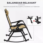 Outdoor Rocking Chairs, Foldable Reclining Zero Gravity Lounge Rocker with Pillow, Cup & Phone Holder, Combo Design with Folding Legs