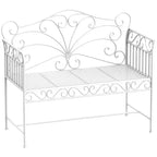 43 Garden Bench, Outdoor Patio Bench with Armrests, Metal Porch Bench for Backyard, Poolside, Lawn