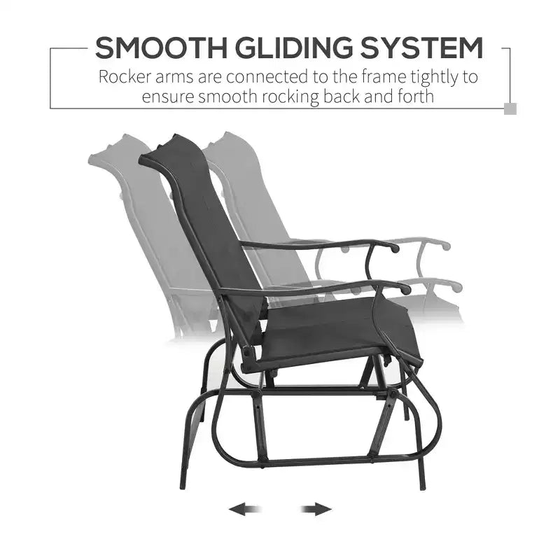 4 Pieces Gliders Set, Outdoor Furniture Sets with 2-Person Glider Patio Bench, Single Sling Chair and Glass Coffee Table for Backyard, Lawn and Garden