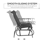 4 Pieces Gliders Set, Outdoor Furniture Sets with 2-Person Glider Patio Bench, Single Sling Chair and Glass Coffee Table for Backyard, Lawn and Garden
