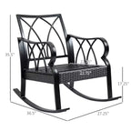 2 Piece Outdoor Wicker Rocking Chairs Rattan Porch Rockers with Cushions, Aluminum Frame for Garden, Patio