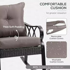 2 Piece Outdoor Wicker Rocking Chairs Rattan Porch Rockers with Cushions, Aluminum Frame for Garden, Patio