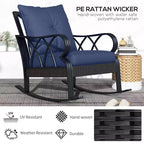 2 Piece Outdoor Wicker Rocking Chairs Rattan Porch Rockers with Cushions, Aluminum Frame for Garden, Patio