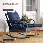 2 Piece Outdoor Wicker Rocking Chairs Rattan Porch Rockers with Cushions, Aluminum Frame for Garden, Patio