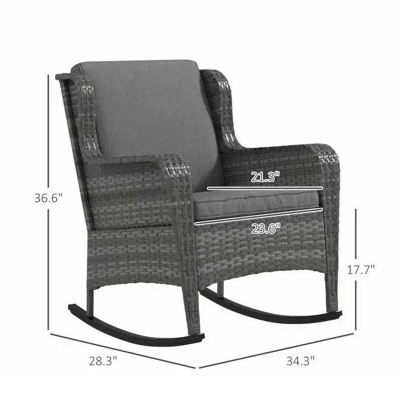 Sedie a Dondolo da Esterno in Vimini 2 Pezzi, Dondoli in Rattan con Cuscini, Telaio in Acciaio per Patio, Giardino