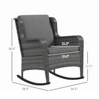 Sedie a Dondolo da Esterno in Vimini 2 Pezzi, Dondoli in Rattan con Cuscini, Telaio in Acciaio per Patio, Giardino