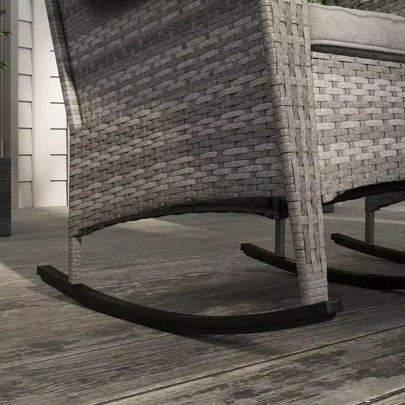 Sedie a Dondolo da Esterno in Vimini 2 Pezzi, Dondoli in Rattan con Cuscini, Telaio in Acciaio per Patio, Giardino