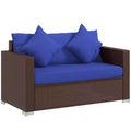 Wicker Loveseat, Patio Furniture Couch with Cushions, 2 Seat PE Rattan Sofa, 2 Throw Pillows
