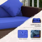 Divanetto in vimini, divano da patio con cuscini, divano a 2 posti in rattan PE, 2 cuscini decorativi