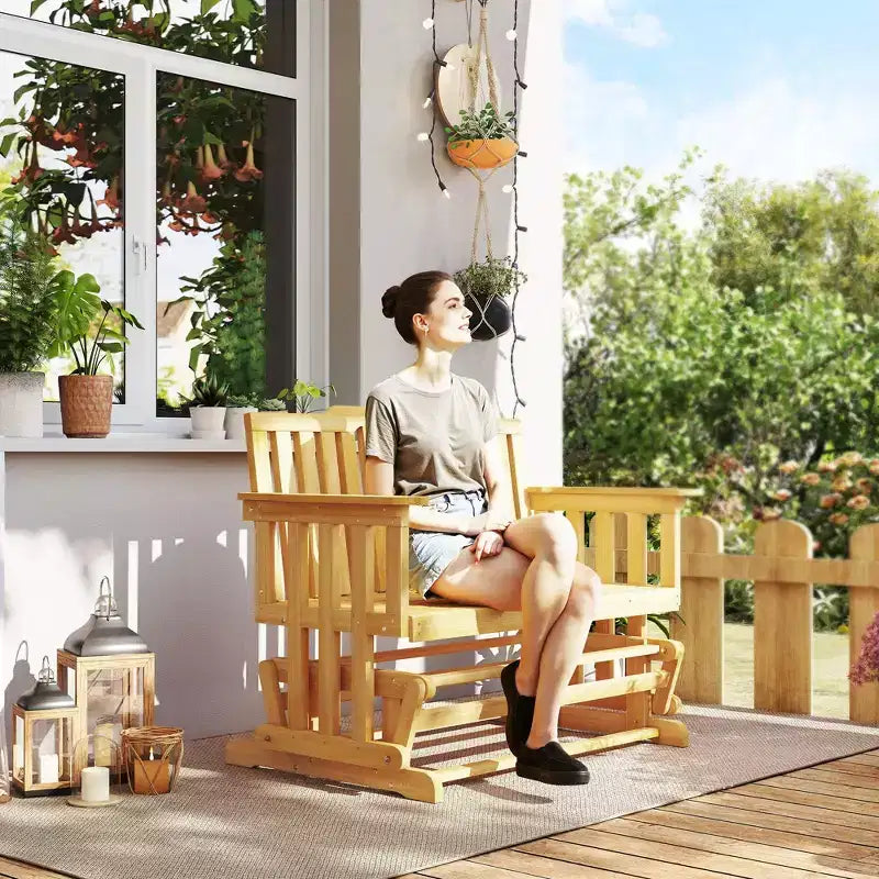 Dondolo a 2 posti per patio con design ad asciugatura rapida e ampi braccioli, divanetto a dondolo per giardino, cortile, portico