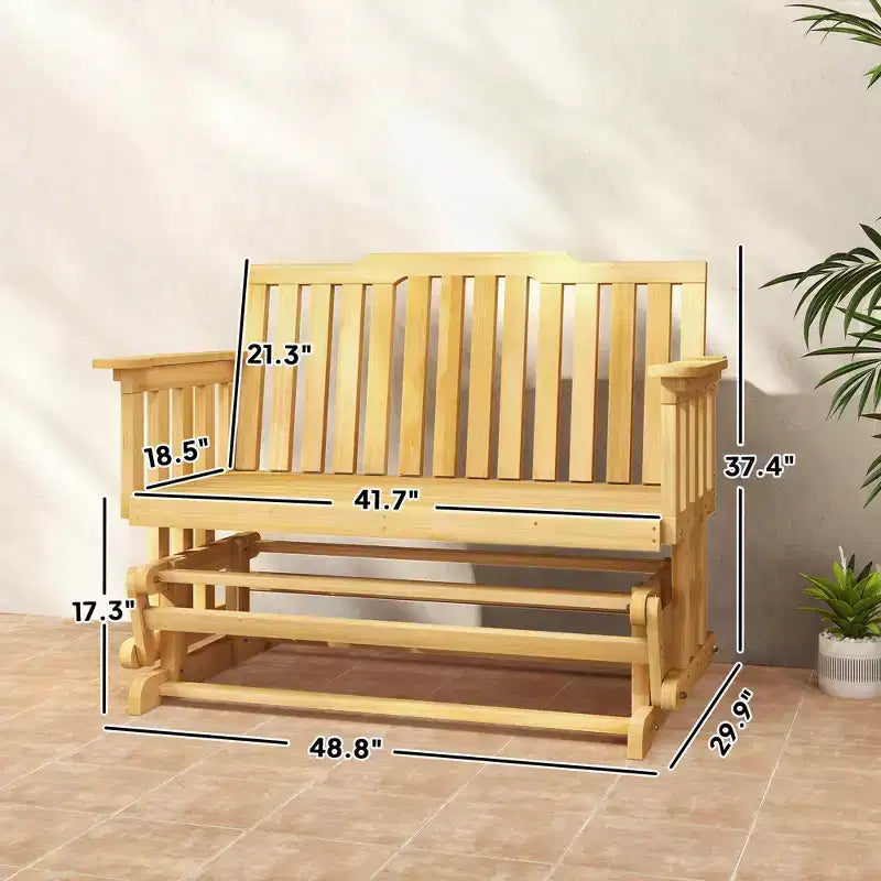 Dondolo a 2 posti per patio con design ad asciugatura rapida e ampi braccioli, divanetto a dondolo per giardino, cortile, portico
