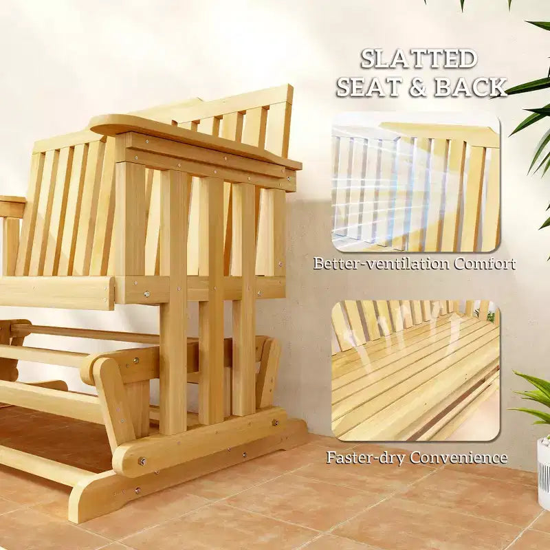 Dondolo a 2 posti per patio con design ad asciugatura rapida e ampi braccioli, divanetto a dondolo per giardino, cortile, portico