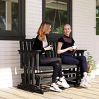 Dondolo a 2 posti per patio con design ad asciugatura rapida e ampi braccioli, divanetto a dondolo per giardino, cortile, portico