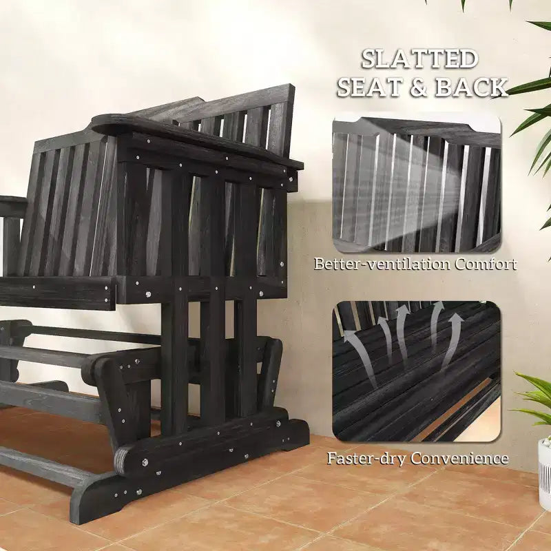 Dondolo a 2 posti per patio con design ad asciugatura rapida e ampi braccioli, divanetto a dondolo per giardino, cortile, portico