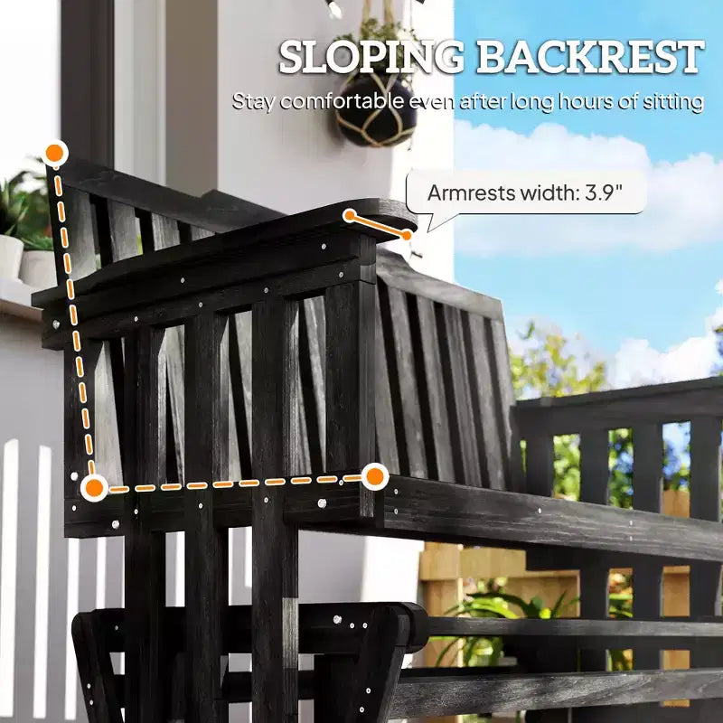 Dondolo a 2 posti per patio con design ad asciugatura rapida e ampi braccioli, divanetto a dondolo per giardino, cortile, portico