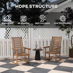 2 Pieces Outdoor Rocking Chairs, HDPE Patio Rockers with 28 High Back, Wide Armrests for Porch Backyard