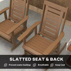 2 Pieces Outdoor Rocking Chairs, HDPE Patio Rockers with 28 High Back, Wide Armrests for Porch Backyard