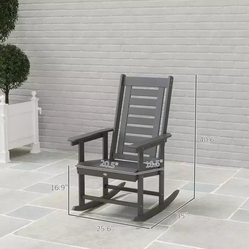 2 Pieces Outdoor Rocking Chairs, HDPE Patio Rockers with 28 High Back, Wide Armrests for Porch Backyard