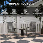 2 Pieces Outdoor Rocking Chairs, HDPE Patio Rockers with 28 High Back, Wide Armrests for Porch Backyard