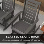2 Pieces Outdoor Rocking Chairs, HDPE Patio Rockers with 28 High Back, Wide Armrests for Porch Backyard
