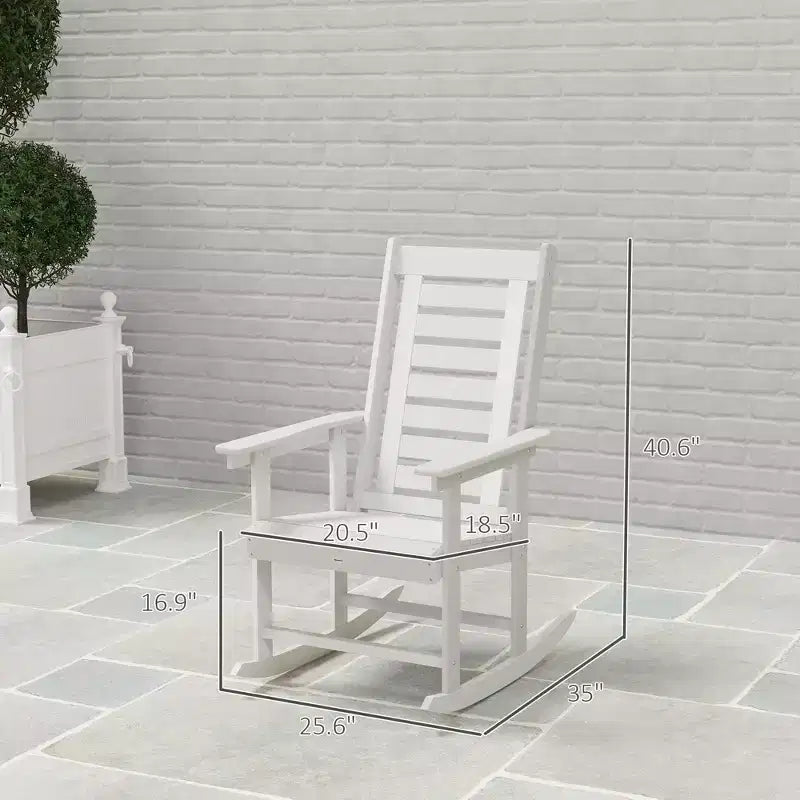 2 Pieces Outdoor Rocking Chairs, HDPE Patio Rockers with 28 High Back, Wide Armrests for Porch Backyard