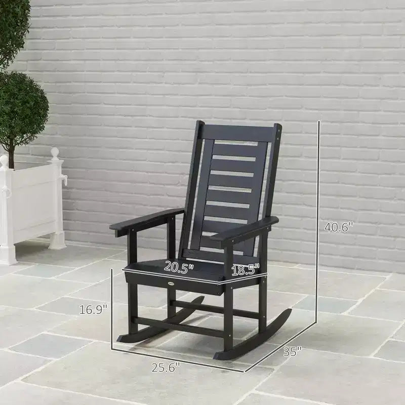2 Pieces Outdoor Rocking Chairs, HDPE Patio Rockers with 28 High Back, Wide Armrests for Porch Backyard