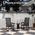 2 Pieces Outdoor Rocking Chairs, HDPE Patio Rockers with 28 High Back, Wide Armrests for Porch Backyard