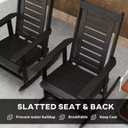 2 Pieces Outdoor Rocking Chairs, HDPE Patio Rockers with 28 High Back, Wide Armrests for Porch Backyard