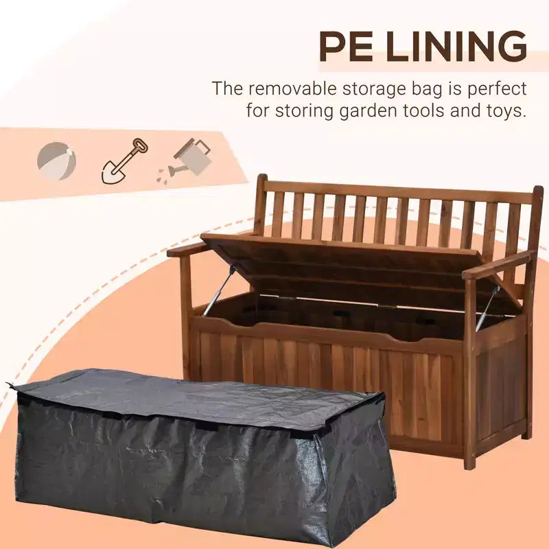 41 Gallon Outdoor Storage Benchen Deck Box with Inner Waterproof PE Lining, 2-Seat Container for Patio Garden Balcony Yard Store Garden Tools