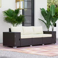 3 Seater Wicker Outdoor Couch Patio Sofa with Storage, Thickened Cushions and Wide Armrests for Porch Yard