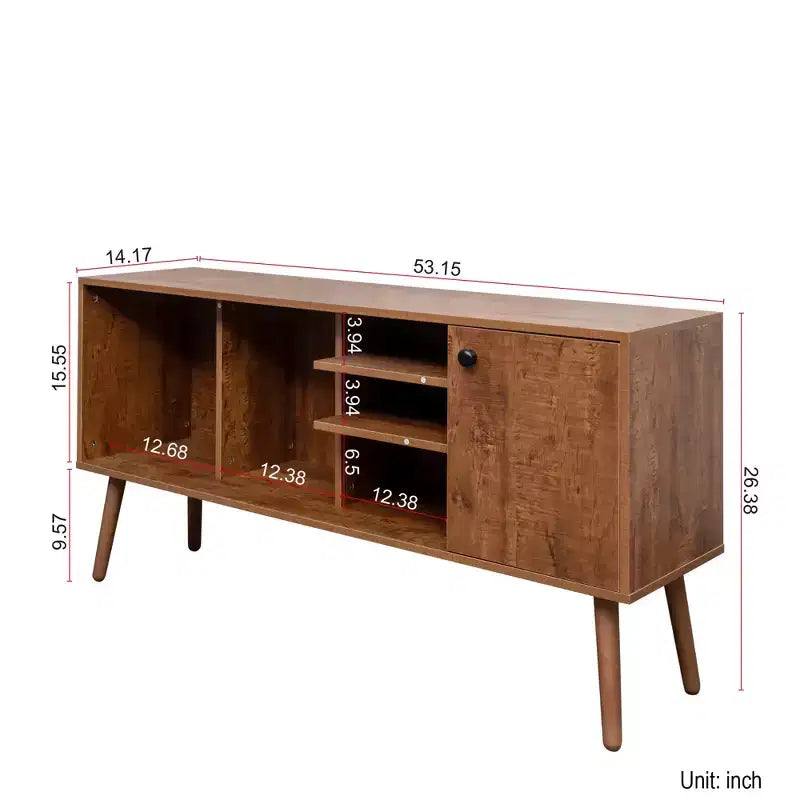 CLIHOME TV Stands and Consoles Table With 1 Storage and 3 Shelves Storage Cabinet for Living Room Entry