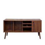 CLIHOME TV Stands and Consoles Table With 1 Storage and 3 Shelves Storage Cabinet for Living Room Entry