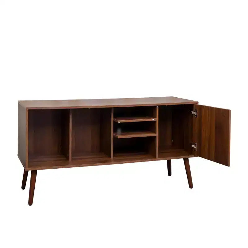 CLIHOME TV Stands and Consoles Table With 1 Storage and 3 Shelves Storage Cabinet for Living Room Entry