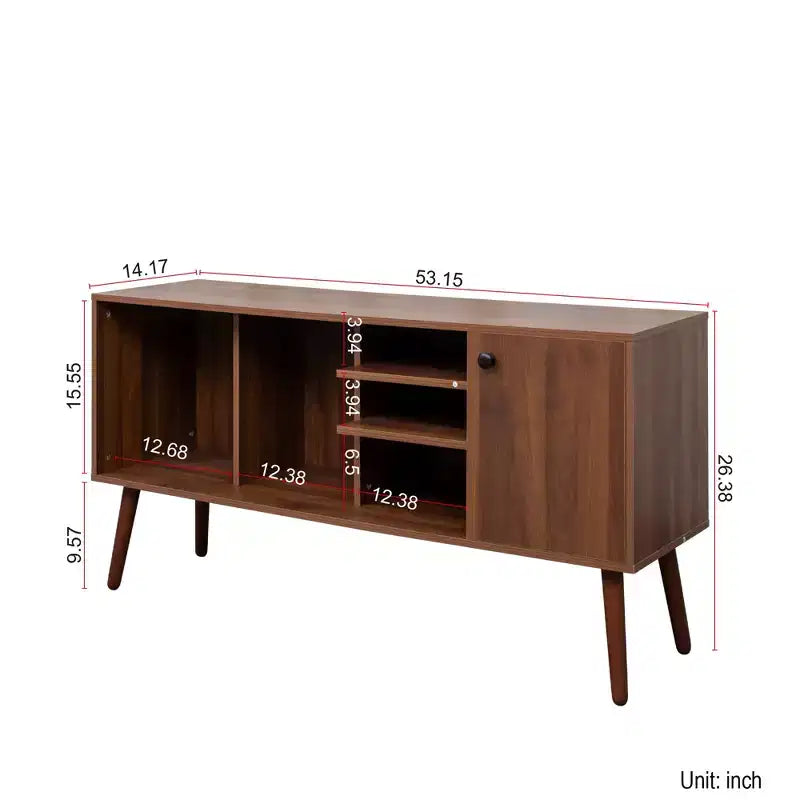 CLIHOME TV Stands and Consoles Table With 1 Storage and 3 Shelves Storage Cabinet for Living Room Entry