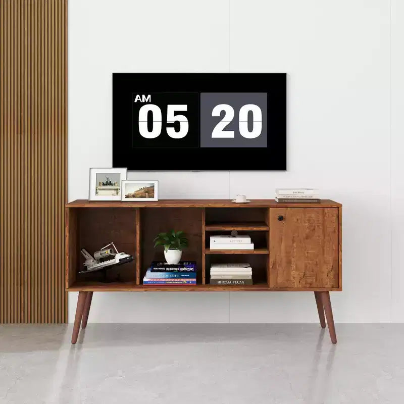 CLIHOME Porta TV e Tavolino Consolle con 1 Vano Contenitore e 3 Ripiani Mobile Contenitore per Soggiorno Ingresso