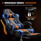MAYEERTY Sedia da gaming Sedia da scrivania per videogiochi Ergonomica da computer con poggiapiedi Comoda con supporto lombare Reclinabile in pelle PU con poggiatesta Braccioli fissi