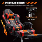 MAYEERTY Sedia da gaming Sedia da scrivania per videogiochi Ergonomica da computer con poggiapiedi Comoda con supporto lombare Reclinabile in pelle PU con poggiatesta Braccioli fissi