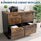 4 Drawer File Cabinet with Lock, Wood Vertical Filing Cabinet with Hanging Bar, Printer Stand for Office Study Room, Fit Letter/A4/Legal Size File