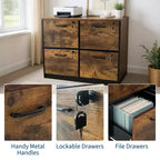4 Drawer File Cabinet with Lock, Wood Vertical Filing Cabinet with Hanging Bar, Printer Stand for Office Study Room, Fit Letter/A4/Legal Size File
