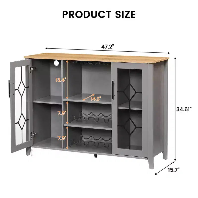 COZONY Mobile Bar da Vino con luci a LED, Mobile Liquori Moderno con Porta Bicchieri e Scaffale Portabottiglie, Credenza Contenitore per Caffè e Buffet per Sala da Pranzo