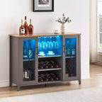 COZONY Mobile Bar da Vino con luci a LED, Mobile Liquori Moderno con Porta Bicchieri e Scaffale Portabottiglie, Credenza Contenitore per Caffè e Buffet per Sala da Pranzo