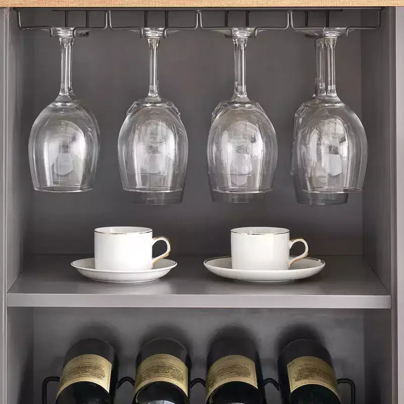 COZONY Mobile Bar da Vino con luci a LED, Mobile Liquori Moderno con Porta Bicchieri e Scaffale Portabottiglie, Credenza Contenitore per Caffè e Buffet per Sala da Pranzo
