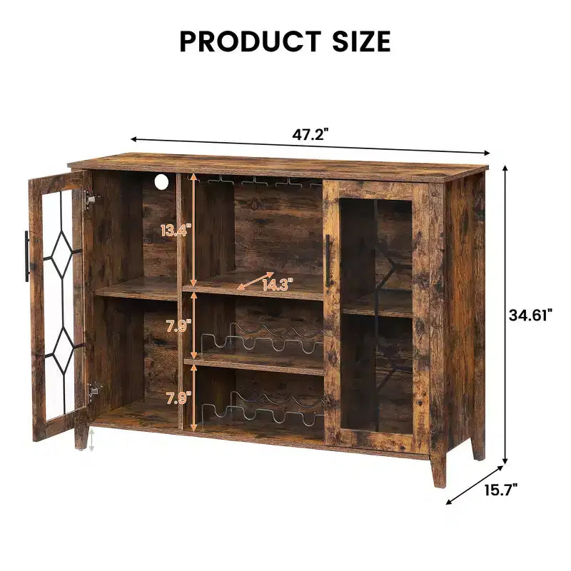 COZONY Mobile Bar da Vino con luci a LED, Mobile Liquori Moderno con Porta Bicchieri e Scaffale Portabottiglie, Credenza Contenitore per Caffè e Buffet per Sala da Pranzo