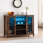 COZONY Mobile Bar da Vino con luci a LED, Mobile Liquori Moderno con Porta Bicchieri e Scaffale Portabottiglie, Credenza Contenitore per Caffè e Buffet per Sala da Pranzo