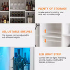 COZONY Mobile Bar da Vino con luci a LED, Mobile Liquori Moderno con Porta Bicchieri e Scaffale Portabottiglie, Credenza Contenitore per Caffè e Buffet per Sala da Pranzo